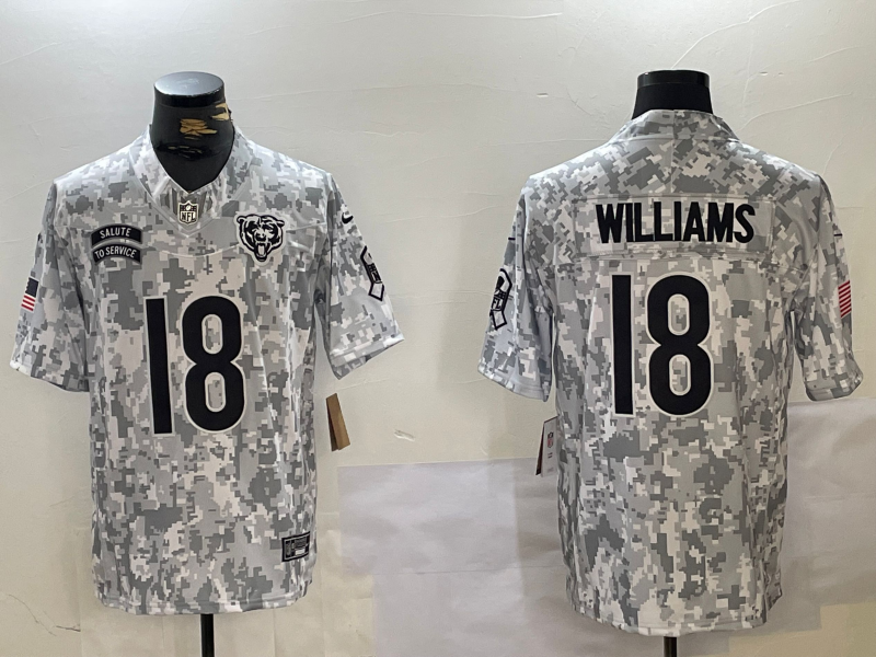 Men's Chicago Bears Caleb Williams #18 Arctic Camo 2024 Salute to Service Limited Jersey
